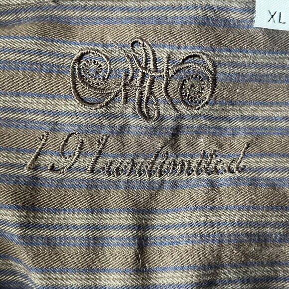 191 Unlimited Button Down Shirt Mens XL Brown Embroidered Details - Picture 6 of 8